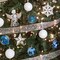 Pop-up Christmas Ornaments Set 41 ct; COLLAPSIBLE Xmas Tree Kit, Silver White Blue